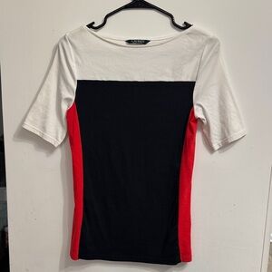 Lauren Ralph Lauren Black and Red Colorblock Tee